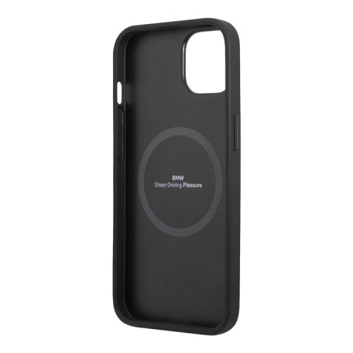 Кожаный чехол BMW Signature Perforated Hard для iPhone 13, черный (MagSafe)