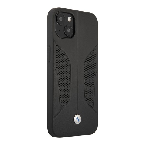 Кожаный чехол BMW Signature Perforated Hard для iPhone 13, черный (MagSafe)