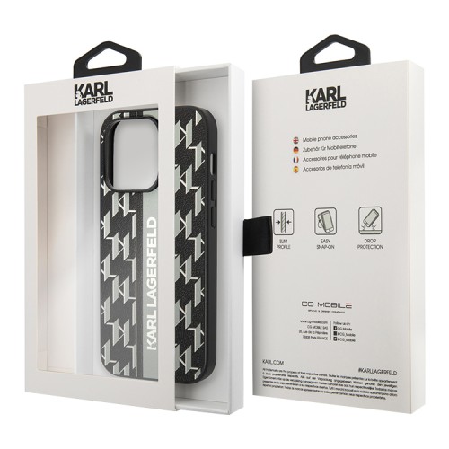 Чехол Lagerfeld PU Monogram Vertical logo Hard для iPhone 14 Pro, серый