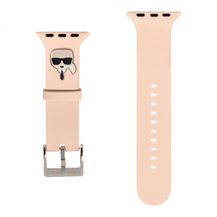 Ремешок Lagerfeld Silicone Karl head для Apple Watch 42-44-45 mm, розовый