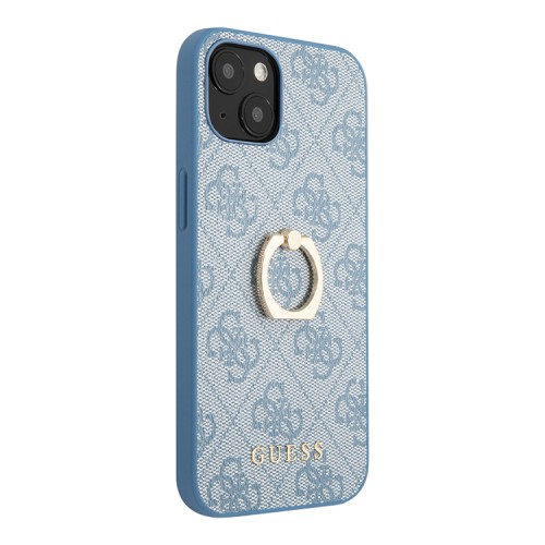 Чехол Guess PU 4G + Ring Hard для iPhone 14, голубой