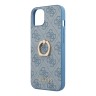 Чехол Guess PU 4G + Ring Hard для iPhone 14, голубой