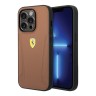 Кожаный чехол Ferrari Leather Stamped sides Hard для iPhone 14 Pro, коричневый