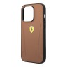 Кожаный чехол Ferrari Leather Stamped sides Hard для iPhone 14 Pro, коричневый