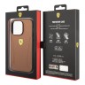 Кожаный чехол Ferrari Leather Stamped sides Hard для iPhone 14 Pro, коричневый