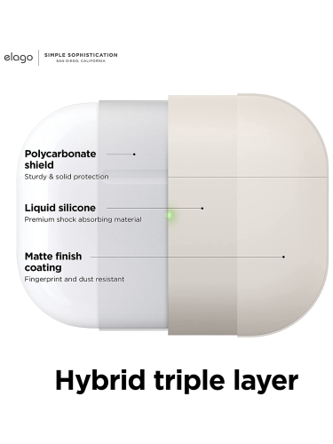 Чехол Elago Liquid case with Round strap для AirPods Pro 2, бежевый