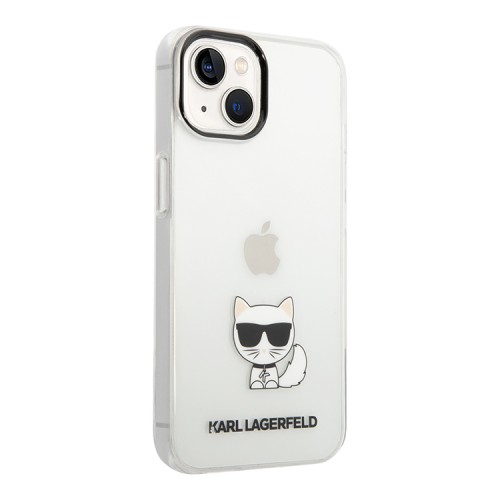 Karl Lagerfeld Choupette body Hard чехол для iPhone 14+, прозрачный/черный