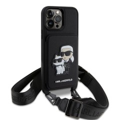 Чехол Lagerfeld Crossbody cardslot PU Saffiano NFT Karl&amp;Choupette Hard для iPhone 14 Pro Max, черный