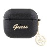 Чехол Guess Glitter flakes Metal logo with charm для Airpods 3 (2021), черный