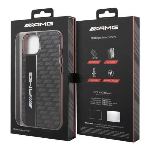 Чехол AMG Double layer Carbon pattern для iPhone 14, черный
