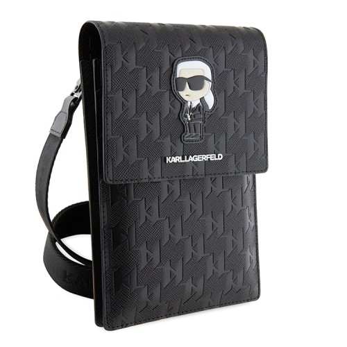 Karl Lagerfeld сумка-кошелек для телефона, иск.кожа PU Saffiano Monogram NFT Karl ikonik, черная