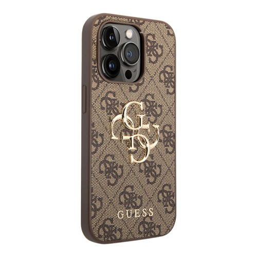 Guess для iPhone 15 Pro Max чехол PU 4G Big metal logo Hard Brown