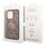 Guess для iPhone 15 Pro Max чехол PU 4G Big metal logo Hard Brown
