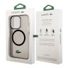 Lacoste для iPhone 15 Pro Max чехол PC/TPU Croc logo Hard Transparent Black (MagSafe)