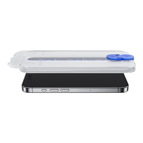 BlueO стекло для iPhone 15 Plus/14 Pro Max, 3D Anti-broken Edge Black (силик. кромка) +installer