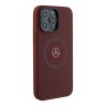 Mercedes для iPhone 14 Pro Max чехол Liquid silicone Stars Laser Ring Hard Red (MagSafe)
