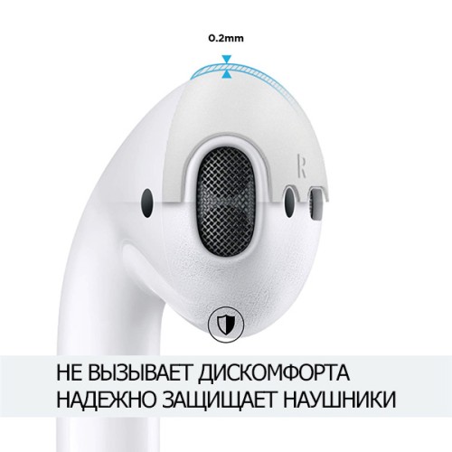 Накладки Elago Secure Fit для AirPods 1/2, серый/белый (2 пары)