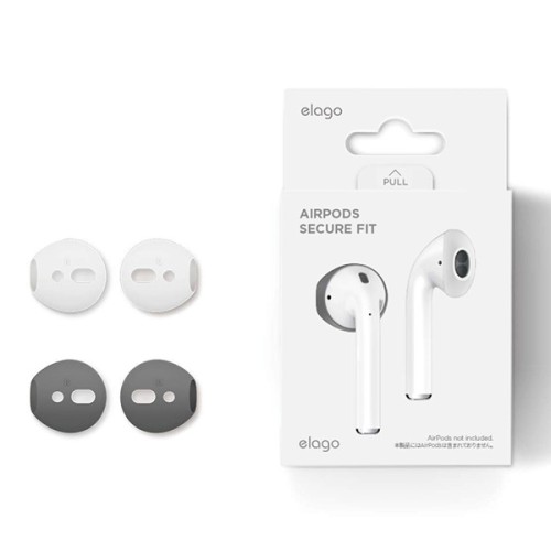 Накладки Elago Secure Fit для AirPods 1/2, серый/белый (2 пары)
