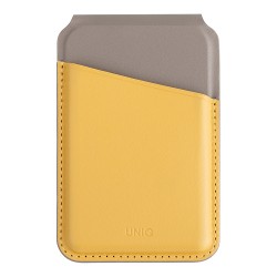 Uniq магнитный бумажник Lyden DS Magnetic FRID-blocking cardholder with Stand Canary Yellow/Flint Grey