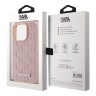 Karl Lagerfeld для iPhone 15 Pro Max чехол PU Monogram & Metal Camera frame Hard Pink (MagSafe)