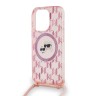 Karl Lagerfeld для iPhone 15 Pro Max чехол Crossbody PC/TPU NFT Karl&Choup Head Hard Pink (MagSafe) +Cord