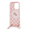 Karl Lagerfeld для iPhone 15 Pro Max чехол Crossbody PC/TPU NFT Karl&Choup Head Hard Pink (MagSafe) +Cord