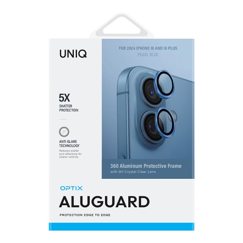 Uniq стекло для iPhone 16/16 Plus OPTIX Camera Lens AluGuard Pearl Blue