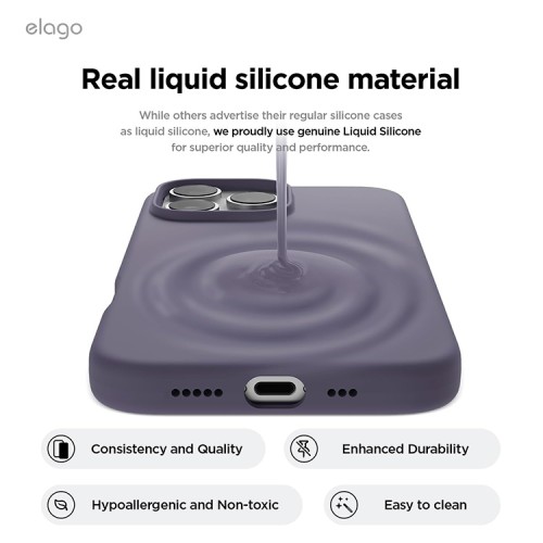 Elago для iPhone 16 Pro Max чехол Soft silicone (Liquid) Deep Lavender