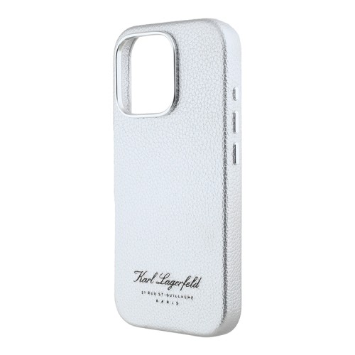 Karl Lagerfeld для iPhone 16 Pro чехол Full Wrapped Grained leather Grey