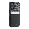 DKNY для iPhone 16 чехол PU Repeat texture with Cardslot Metal logo Hard Black