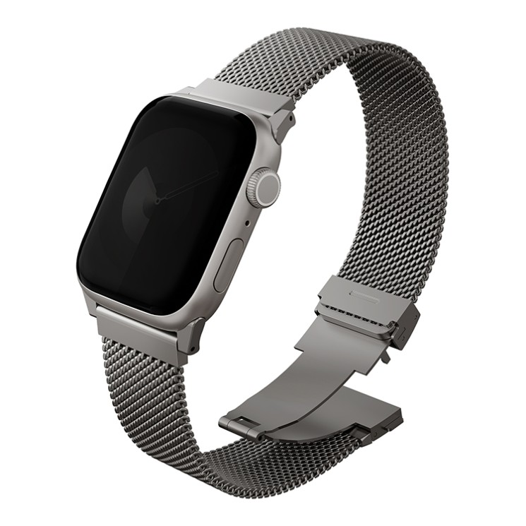 Uniq для Apple Watch 42/41/40 mm ремешок Dante PRO Strap Mesh Steel Titanium Silver