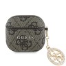 Guess для Airpods 4 чехол PU leather 4G with Classic metal logo and Diamond charm Brown