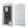 Guess для iPhone 16 Pro чехол PU 4G with Round Patch Metal logo Hard Brown (MagSafe)