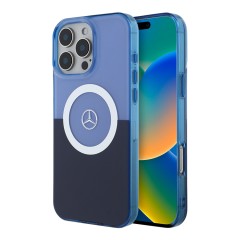 Mercedes для iPhone 16 Pro Max чехол PC/TPU Double layer Bicolor Hard Purple/Blue (MagSafe)