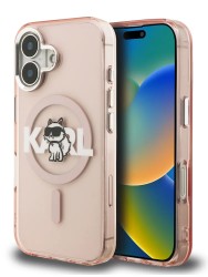 Karl Lagerfeld для iPhone 16 чехол PC/TPU Sketch Choupette Pink (MagSafe)