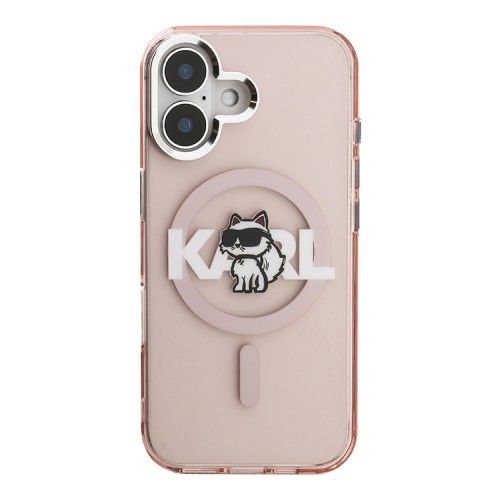 Karl Lagerfeld для iPhone 16 чехол PC/TPU Sketch Choupette Pink (MagSafe)
