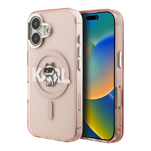 Karl Lagerfeld для iPhone 16 чехол PC/TPU Sketch Choupette Pink (MagSafe)