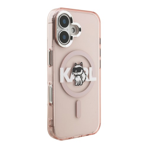 Karl Lagerfeld для iPhone 16 чехол PC/TPU Sketch Choupette Pink (MagSafe)