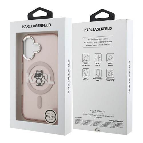 Karl Lagerfeld для iPhone 16 чехол PC/TPU Sketch Choupette Pink (MagSafe)