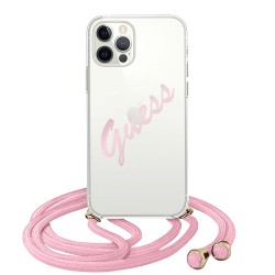 Чехол Guess Crossbody Script Logo для iPhone 12 | 12 Pro, со шнурком, розовый