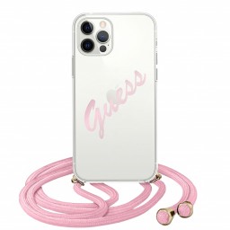 Чехол Guess Crossbody Script Logo для iPhone 12 | 12 Pro, со шнурком, розовый Чехол Guess Crossbody Script Logo для iPhone 12 | 12 Pro, со шнурком, розовый