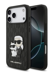 Karl Lagerfeld для iPhone 17 Pro чехол PU Saffiano Monogram NFT Karl &amp; Choupette Hard Black