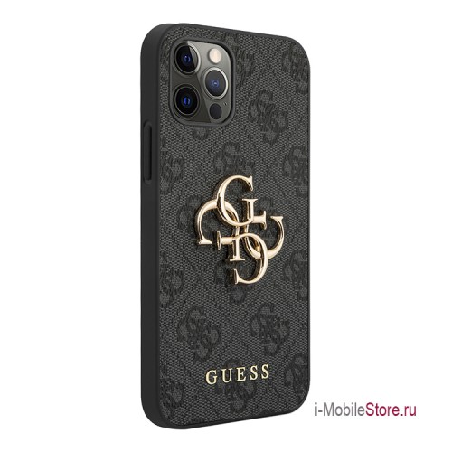 Чехол Guess 4G Big metal logo Hard для iPhone 12 | 12 Pro, серый
