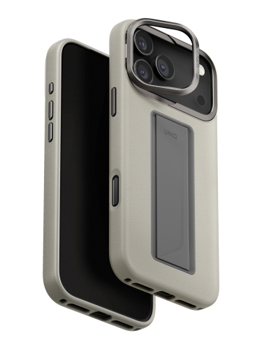 Uniq для iPhone 17 Pro Max чехол Heldro PRO Leatherette + FlexGrip & Camera stand Clayl (MagSafe)