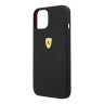 Чехол Ferrari Liquid Silicone with metal logo Hard для iPhone 13, черный