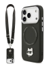 Karl Lagerfeld для iPhone 17 Pro Max чехол Crossbody PU NFT Karl head Metal&Cam Hard +Strap Blk (MagSafe)