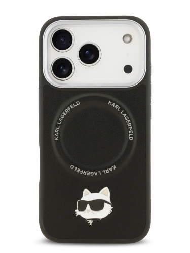 Karl Lagerfeld для iPhone 17 Pro Max чехол Crossbody PU NFT Karl head Metal&Cam Hard +Strap Blk (MagSafe)