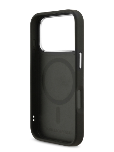 Karl Lagerfeld для iPhone 17 Pro Max чехол Crossbody PU NFT Karl head Metal&Cam Hard +Strap Blk (MagSafe)