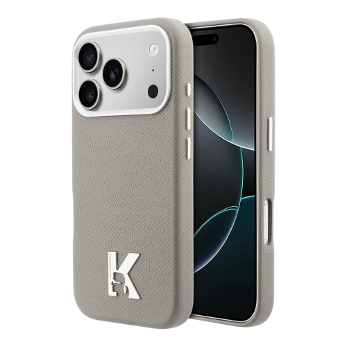 Karl Lagerfeld для iPhone 17 Pro чехол PU Full Wrapped K HEAD Metal logo & Cam Hard Grey (MagSafe)