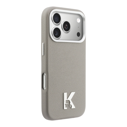 Karl Lagerfeld для iPhone 17 Pro чехол PU Full Wrapped K HEAD Metal logo & Cam Hard Grey (MagSafe)